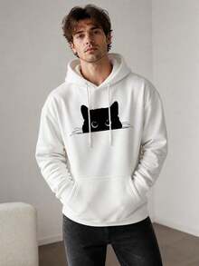 Sudadera con capucha nueva para hombre, diseño con estampado creativo, ropa otoño‑invierno, excelente opción de regalo - Blanco - Ver 5