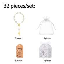20pcs Baptism Party Favors Mini Rose Rosary With Faux Pearl And Organza Bag, Suitable For Baptism, Wedding, First Communion Party Favors - Multicolor - View 11