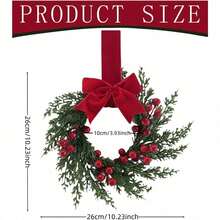 Christmas Kitchen Decor, 6 Pcs Mini Wreaths For Cabinets, Small Cabinet Wreaths For Kitchen Window Door Xmas Party Decorations Candle Rings Fireplaces (Pine And Cypress Christmas Wreath) - Red - View 2