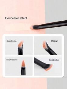 1pc Mini Angled Concealer Brush, Suitable For Liquid Foundation And Concealer - Multicolor - View 3