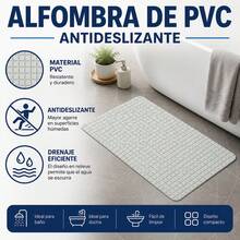 Non-Slip PVC Shower Mat With Embossed Grid, Light Grey Rectangular Bathroom Mat For Wet Areas, Size 67.7x38.5 Cm - A - View 1