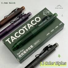 4Pcs TACOTACO Forest Series Retractable Pocket Gel Pen Set 0.5mm Bullet Tip Quick‑Dry Black Ink Gel Pens Portable Clip‑On Writing Pen For School Office - A - View 8