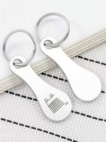 1 buah Gantungan Kunci Keranjang Belanja, Gantungan Kunci Stainless Steel dengan Logo Keranjang Belanja, Gaya Minimalis Klasik dan Modis, Cocok untuk Pemakaian Sehari-hari Pria dan Wanita - A - View 5