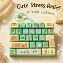 26-Grid Stress Relief Button Board With 17-Key Fun Finger Fidget Buttons, Bear Design Backpack Charm - Multicolor - View 1