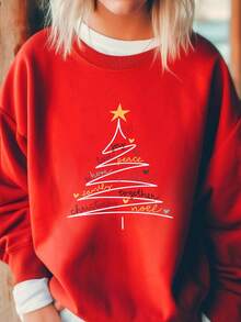 Christmas Tree-Themed Text Art Design, Women's Regular-Fit Crewneck ...
