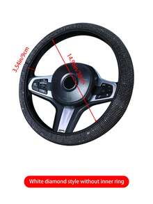 1pc Shiny Rhinestone Crystal Diamond Steering Wheel Cover, Breathable Non-Slip Car Steering Wheel Protector (Fits 14.2"-15.3" Inches) - Multicolor - View 4