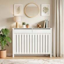 93 X 119cm Rustic-Look Radiator Cover - White - 1 - View 1