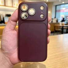 新款 2 合 1 即貼式酒紅色材質手機殼鏡頭環保護套，相容 iPhone 18 Pro/18 Pro Max/17/17 Pro/17 Air/17 Pro Max/16/16 Pro/16 Pro Max/15/15 Pro/15 Pro Max/14/14 Pro/14 Pro Max/13/13 Pro/13 Pro Max/12 系列，TPU 軟殼，防震防摔，極簡設計，柔軟耐用，適合智慧型手機使用者 - 酒紅色 - 查看 4