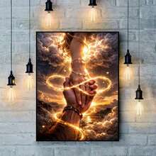 1PC DIY 5D Diamond Painting Kit - Red Hand Pattern, Round Full Drill Art Mosaic Craft, Home Wall Decor, Unframed - No Frame - View 3