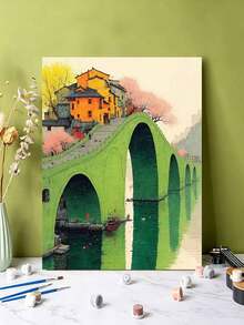 DIY Ancient Stone Bridge Landscape (Frameless Or Framed 8x12 / 16x20 Inches) Paint By Numbers Kit(Acrylic) Arts & Crafts For Adult Beginners, Home Wall Decor, And Holiday Gifts For Relaxing And Creative Hobby - Sets - View 5