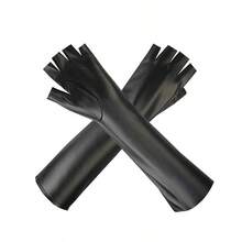 Women's Mid-Length Fingerless Gloves, PU Material, For Halloween Costume, Party, Ball, Photography, Performance, Runway, Cosplay - A - View 4