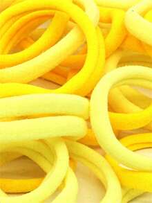 50pcs/Pack Women's Simple High Elastic Hair Ties, Suitable For Daily Use - Yellow - View 3