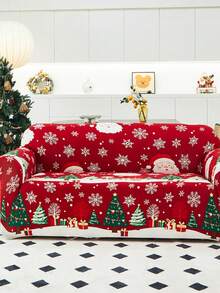 1pc Christmas Polyester Sofa Cover, Living Room Elastic Sofa Cover, Holiday Decoration, Pet-Proof Removable, Sofa Protector, Autumn Home Decor. - Multicolor - View 5