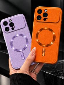MewTrek Luxury Litchi Texture PU Leather Phone Case, Metal Ring Sticker, Large Camera Hole, Full Coverage Shockproof Anti-Drop Protective Shell, Suitable Compatible With Iphone, Suitable Compatible With Samsung Galaxy Honor, Suitable Compatible With Xiaomi Reno MOTO - Purple - View 6