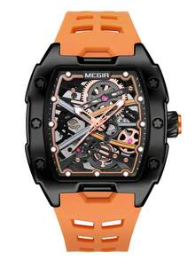 MEGIR Men's Fashion Mechanical Watch Hollow Automatic Movement Wristwatch Luminous Waterproof Silicone Strap Men's Gift - one-size - View 19