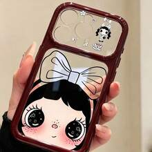 Cute Bow & Star Small Jade Design Phone Case With Large Window, Creative Full Coverage Anti-Drop Protective Cover For IPhone 18 Pro Max 18 Pro 17 Pro Max 17 Pro 16 Pro Max 15 14 Pro 13 12 Pro 11 Pro Max, Camera Protection, Glossy Soft Edge Shockproof Protective Shell - Cherry Red - View 7