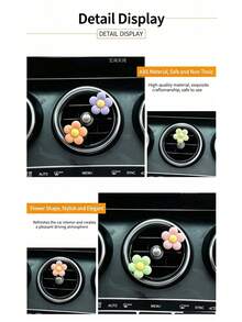 Cute Cartoon Flower Car Air Vent Decor, Car Air Conditioner Outlet Ornament - A - View 2