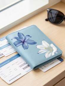 Lily Floral Pattern Leather Passport Holder, Foldable Portable Travel Organizer; Travel Gift, Valentine's Day Gift; Travel Essential - Multicolor - View 7