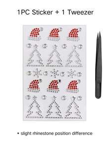 1pc Christmas Theme Rhinestone Decor Sticker Set With Tweezers, 3D Acrylic Hollow Self-Adhesive Rhinestone Stickers, Santa Claus, Christmas Tree, Snowflake, Gift Sock, Snowman, Christmas Hat, Candy Cane And More Christmas Patterns, Suitable For Phone, Water Cup, Camera, Earphone, Greeting Card, Gift Packaging, Photo Frame, Photo Album, Notebook, Aromatherapy Cup And More - one-size - View 17