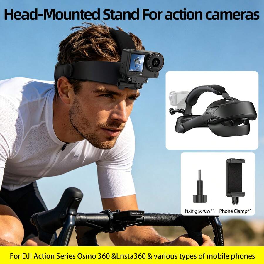 2 In 1 Head Strap Mount For Action Camera, For Osmo Action 6/5Pro/4/3, Osmo Nano/360, X5, Phone - Quick Release Head Mount Set Support Vertical Shots Vlog Video Accessories For Action Camera