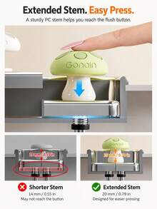 3pcs Cute Mushroom Shaped Silicone Toilet Flush Button, Bathroom Water Tank Switch Presser, Nail Art Dedicated Button, Creative Flush Button - Green - View 6
