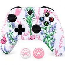 Cherry Blossom & Lavender Floral Pattern One Controller Skin Protective Case, RALAN 1 Controller Protective Case + 2 Customized Joystick Caps - View 3