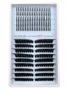 2-In-1 Comic Eyelash Set, 80D Eyelash Bundle+Fairy Hair, 262 Single Bundle Eyelashes 12-20mm Thick, Fluffy Artificial Mink Reusable DIY Eyelash Extension Set, Suitable For Daily And Party Makeup - D - View 3