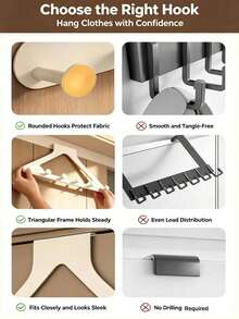 2pcs Upgraded Triangle Door Hooks,Over-The-Door Coat Rack,No-Drill Storage Shelf,Hanging Clothes Rack,Kitchen And Closet,Wardrobe Storage Rack,Decorative Storage,Decorative Hanging,Home Decor,Dorm Storage,Storage,Halloween,Christmas,Housewarming Gift - Multicolor - View 7