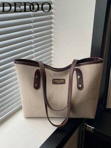 Dedoo New Minimalist Retro Large Capacity Handbag, Zipper Opening, Lightweight Soft Shoulder Bag, Suitable For Women's Casual Daily Use , Beach - Coffee - View 7