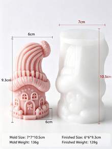 3D Knitted Christmas Cottage Aromatherapy Candle Silicone Mold, DIY Handmade Plaster Resin Christmas Decoration Ornament Making Mold - Beanie House Scented Candle Mold - View 8