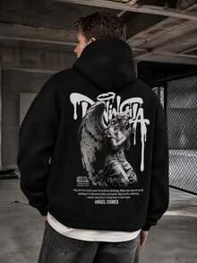 Sudadera con capucha nueva para hombre, diseño con estampado creativo, ropa otoño‑invierno, excelente opción de regalo - Negro - Ver 5