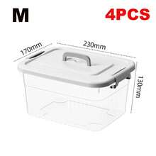 4PCS Clear Plastic Storage Boxes With Lids Stackable Box Home Office Kitchen - 4pcs - View 14