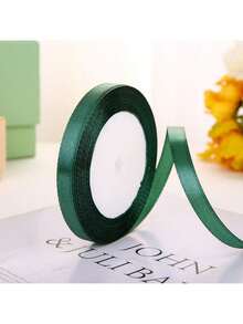 25 Yards (Approx. 23m) 0.6-4cm Forest Green Satin Ribbon, Single-Sided Polyester Craft Ribbon, Suitable For Handmade Roses, Gift Wrapping, Bouquets, Weddings, Christmas Party Decorations - Size 25 - View 13