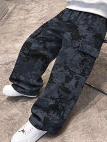 1pc Young BoyAmerican Camouflage All-Over Print Multi-Pocket Loose Straight Leg Cargo Pants, Streetwear Casual Trousers - Multicolor - View 6
