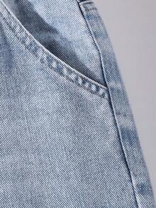 Girls' Wide Leg Washed Distressed Denim Jeans, Fashion - Blue - View 4