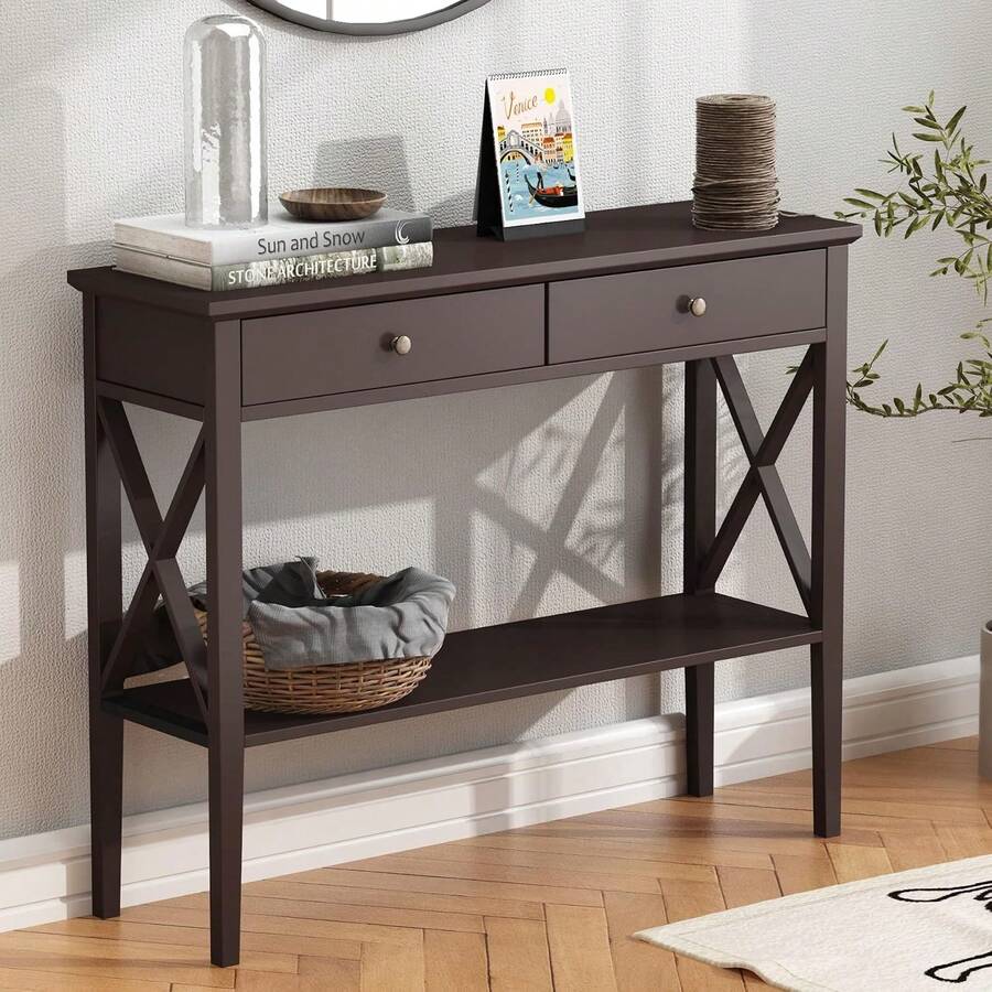Sofa & Console Tables - Brown - View 1