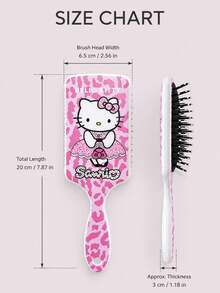 Miniso Kawaii Sanrio Hello Kitty Leopard Print Hairbrush, Air Cushion Scalp Massage Comb With Handle. 2 Leopard Designs. Nice For Halloween Beauty Prep, Thanksgiving Gift, Christmas Present, Cute Hair Care Tool For Women. - Multicolor - View 6