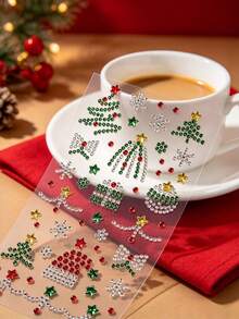 1pc Christmas Theme Rhinestone Decor Sticker Set With Tweezers, 3D Acrylic Hollow Self-Adhesive Rhinestone Stickers, Santa Claus, Christmas Tree, Snowflake, Gift Sock, Snowman, Christmas Hat, Candy Cane And More Christmas Patterns, Suitable For Phone, Water Cup, Camera, Earphone, Greeting Card, Gift Packaging, Photo Frame, Photo Album, Notebook, Aromatherapy Cup And More - one-size - View 3