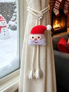 2pcs/1set Holiday Cartoon Style Knitted Curtain Tiebacks, Featuring Reindeer, Christmas Stocking, Snowman And Bow Patterns, Suitable For Living Room, Bedroom, Dining Room, Cafe, Hotel And Vacation Rental - one-size - View 9