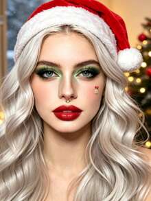 1pc Autumn New Christmas Tree Face Sticker, Suitable For Creating Autumn/Winter Christmas Style Makeup, Y2K Christmas Style, Self-Adhesive, Professional Face Sticker Store Product - Multicolor - View 5