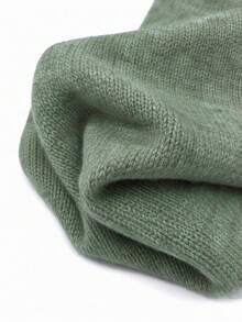 Women's Soft Wool Blend Knit Short Sleeve Top, Loose Fit, 15% Wool Content, Basic Round Neck Solid Color Half Sleeve Lightweight Knit Sweater, Quiet Luxury Minimalist Commuter Style, Suitable For Office And Business Wear - Olive Green - View 7