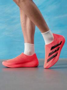 Adidas Men's Women's Running Shoes CLIMACOOL Red Stripe Breathable Sports Running Shoes KI5232 - Swirl Fluorescent Red/Black - View 5