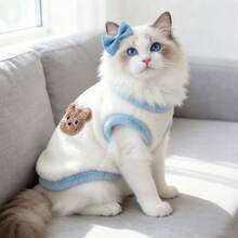 2pcs Thick Cute Plush Hooded Sweatshirts With Ribbed Hair Accessories, Suitable For Cats, Dogs And Pets For Home, Outdoor Walks And Photo Shoots - Multicolor - View 6