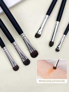 INYUSUN 6pcs Mini Eyeshadow Brush Set, Blending & Application Makeup Tools, Portable Travel Makeup Brushes, Suitable For Beginners - Black - View 8