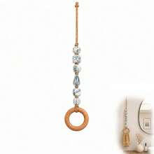 Beaded Towel Rack Bohemian Beaded Towel Rack, Hand-Woven Rope Ceramic Beads Wooden Ring Hanging Towel Rack, Vintage Wall-Mounted Hand Towel Hook, Suitable For Bathroom And Kitchen Decoration, Country Farmhouse Home Wall Decor, No-Drill Hanging Storage Accessory - Multicolor - View 15