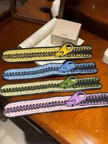 Funny Zipper & Hook And Loop Long Hair Band, Cute Daily Makeup & Face Washing Hair Tie For Taming Flyaways - Multicolor - View 5