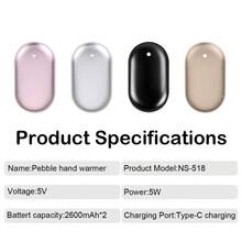 Portable Hand Warmer Rechargeable Pocket Heater Function USB Charging Heater Hand Warmer 2600mAh*2 Large Capacity USB Pocket - 5200mAh - View 8