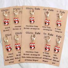 6/10/12pcs New Lucky Owl German Encouragement Blessing Card Printed Small Owl Keychain Pendant - Multicolor - View 12