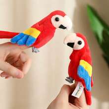 1Pc Realistic Macaw Finger Puppet Plush Toy Cute Colorful Animal Finger Puppet Collectible Interactive Role Play Soft Short Plush Christmas Birthday Gift Random Style - Multicolor - View 2