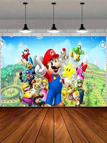 MASSDI Game Map Birthday Photo Backdrop, Vivid Outdoor Game‑Landscape Wall Hanging Cloth, Smooth Durable Polyester Material, Odor‑Free, Washable For Multiple Uses, Quick Installation, Ideal For Birthday Celebrations, Holiday Parties - Multiple Styles - View 6